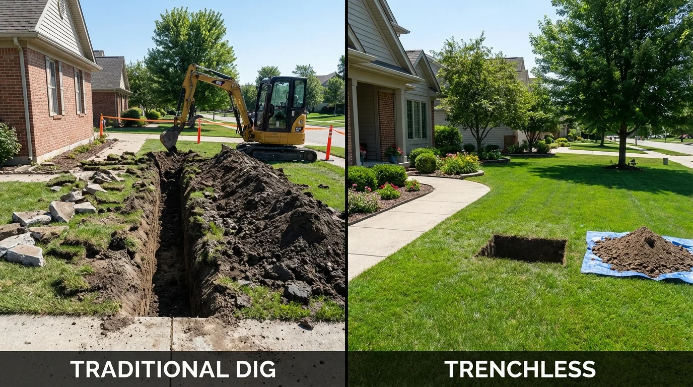 Trenchless sewer repair with minimal yard damage versus traditional excavation in Miami Beach, FL